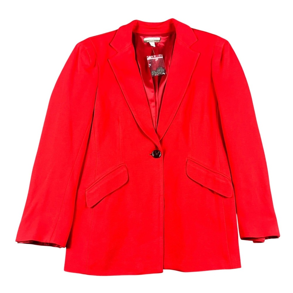 Andrea Behar Boston Proper Red Single Button Blazer Jacket Size 12